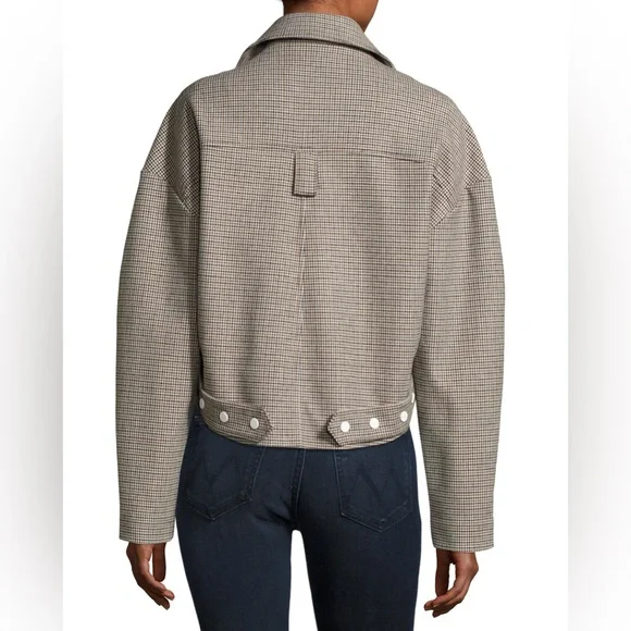 TIBI Atticus Houndstooth Moto Jacket M - Picture 4 of 9